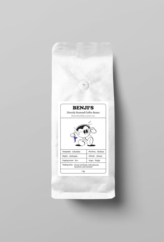 Benji's Beans Freshly Roasted Colombian Coffee Beans - 1kg